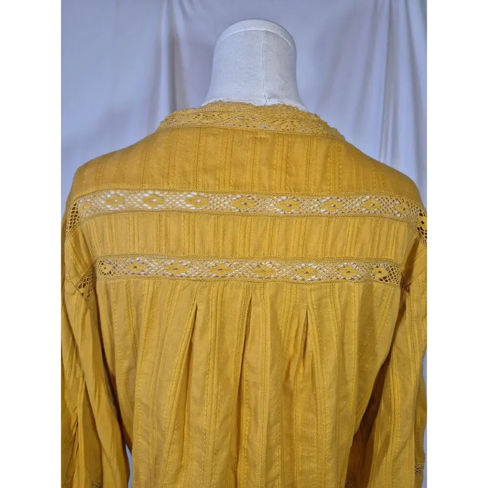 Free People Follow Your Heart Embroidered Crop Top in Gold Medium